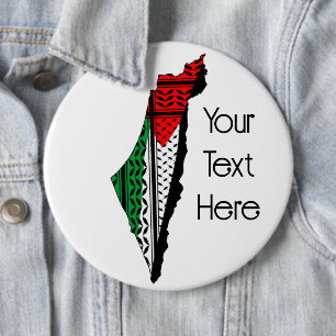 Palestina Karta, Flagga och Keffiyeg Mönster Knapp
