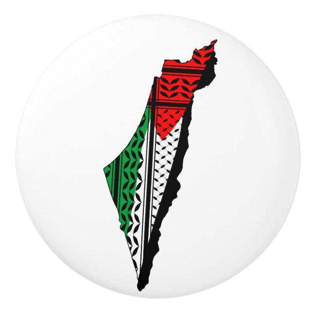 Palestina Karta, Flagga och Keffiyeg Mönster Knopp (Framsidan)