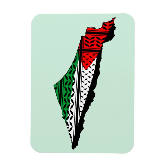 Palestina Karta, Flagga och Keffiyeg Mönster Magnet (Vertikal)