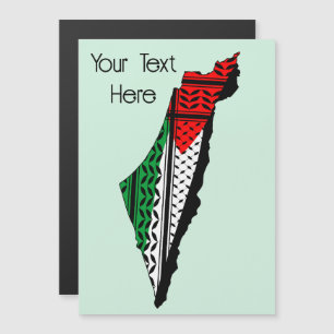 Palestina Karta, Flagga och Keffiyeg Mönster Magnetisk Inbjudningskort