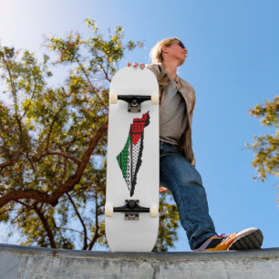 Palestina Karta, Flagga och Keffiyeg Mönster Mini Skateboard Bräda 18,5 Cm