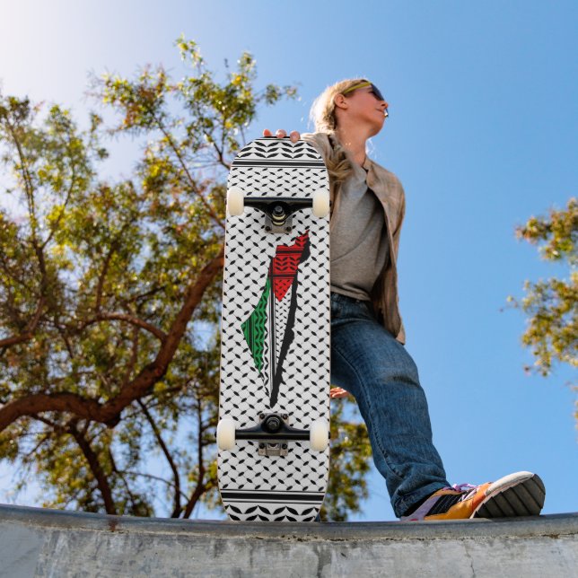 Palestina Karta, Flagga och Keffiyeg Mönster Mini Skateboard Bräda 18,5 Cm (Utomhus 1)