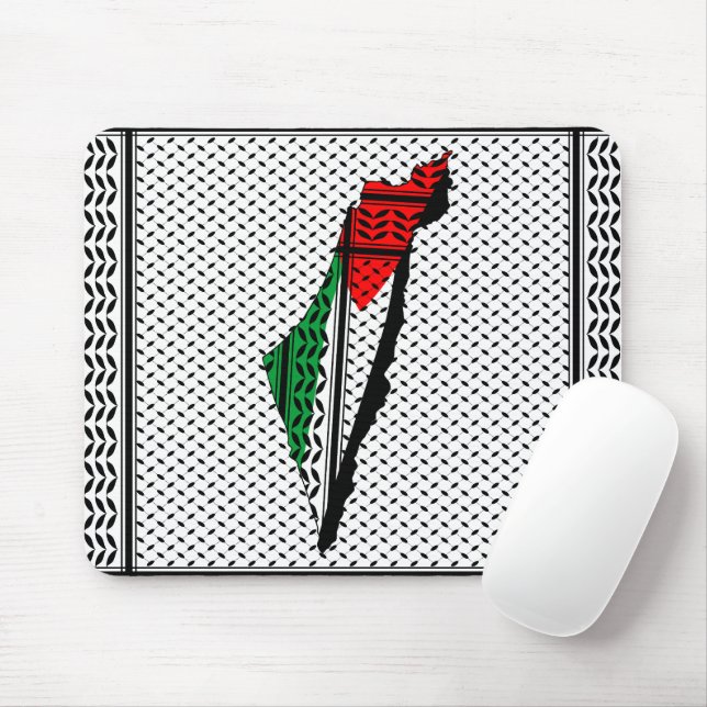 Palestina Karta, Flagga och Keffiyeg Mönster Musmatta (Med mus)
