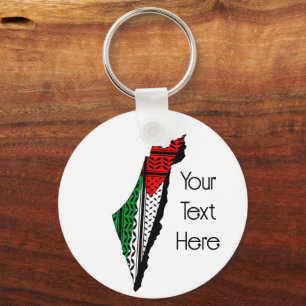 Palestina Karta, Flagga och Keffiyeg Mönster Nyckelring