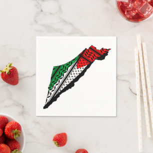 Palestina Karta, Flagga och Keffiyeg Mönster Pappersservett