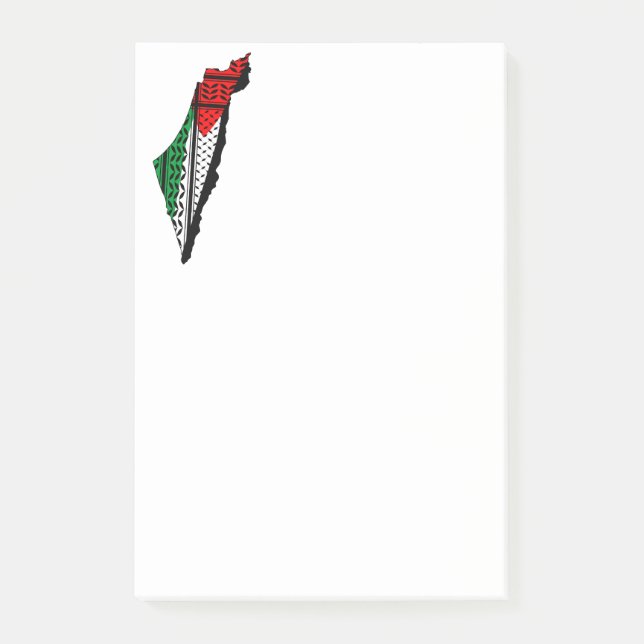 Palestina Karta, Flagga och Keffiyeg Mönster Post-it Block (Framsida)