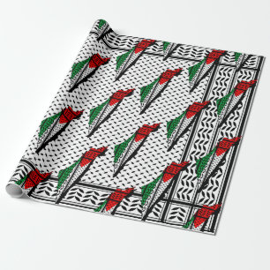 Palestina Karta, Flagga och Keffiyeg Mönster Presentpapper