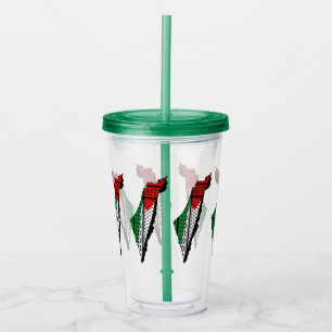 Palestina Karta, Flagga och Keffiyeg Mönster Take Away Mugg