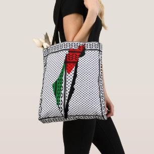 Palestina Karta, Flagga och Keffiyeg Mönster Tygkasse