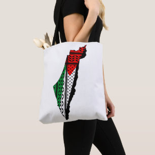 Palestina Karta, Flagga och Keffiyeg Mönster Tygkasse