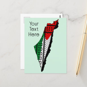 Palestina Karta, Flagga och Keffiyeg Mönster Vykort