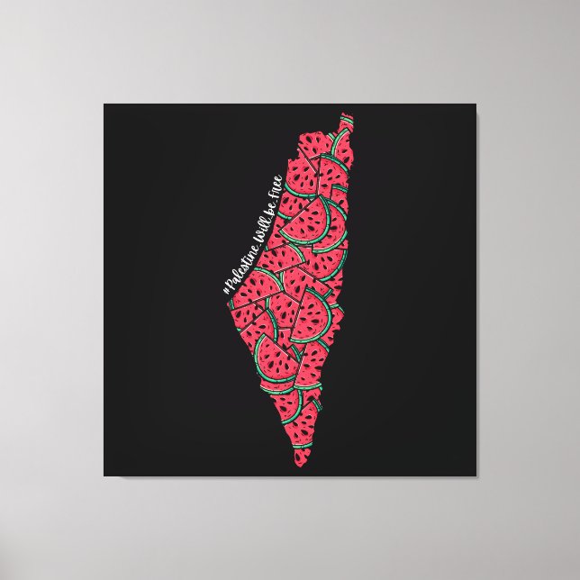 Palestina Karta fullt Watermelons | Gratis palesti Canvastryck (Framsida)