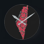 Palestina Karta fullt Watermelons | Gratis palesti Rund Klocka<br><div class="desc">Efter sex dagar krig 1967 förbjöd den israeliska regeringen den palestinska flagga. Vattenmelonen tog sin ställe på grund av att den delade flagga färg: rött, svart, vitt och grönt. Frukten kan ses från Gazas stenmurar till Ramallahs gallerier, som antyder Palestinas politiska historia. Den palestinska fullt Karta i Watermelons är designad...</div>