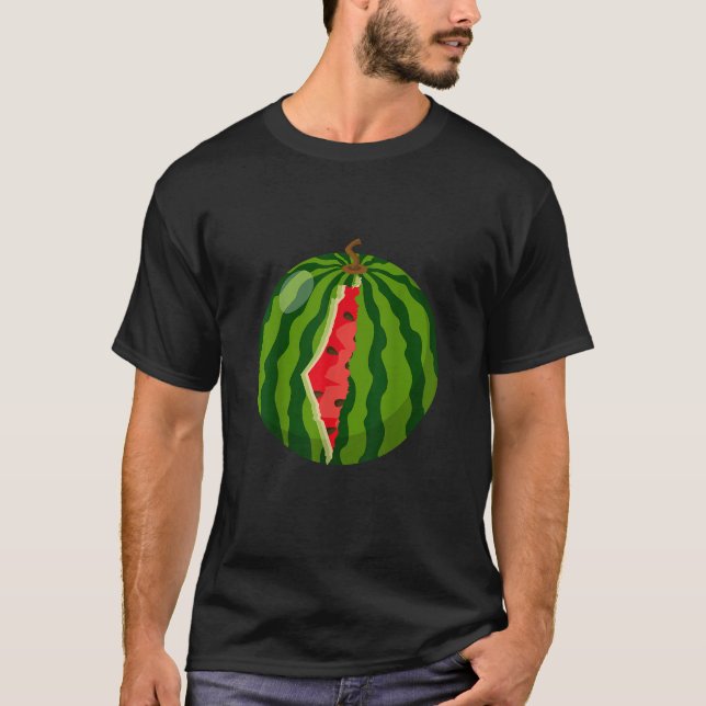 Palestina Karta Watermelon Arabiska calligrafi T Shirt (Framsida)