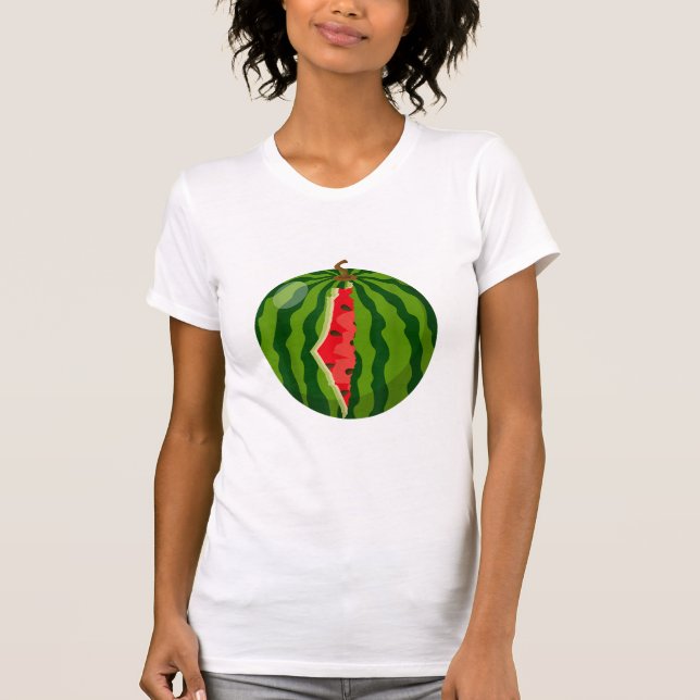 Palestina Karta Watermelon Arabiska calligrafi T Shirt (Framsida)