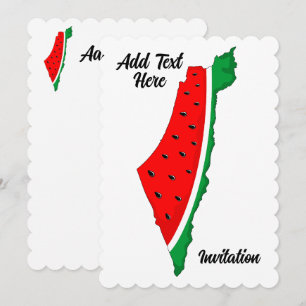 Palestina Karta Watermelon frihetssymbol Inbjudningar