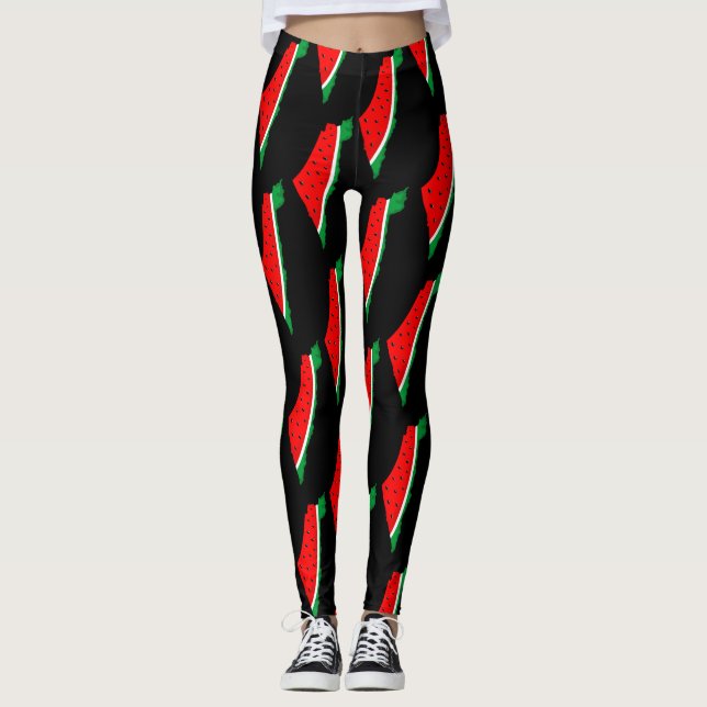 Palestina Karta Watermelon frihetssymbol Leggings (Framsida)