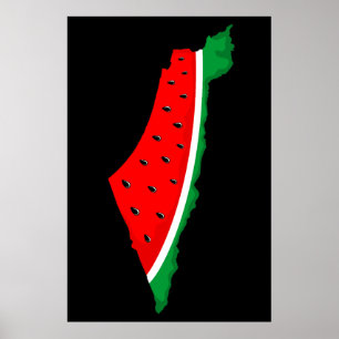 Palestina Karta Watermelon frihetssymbol Poster