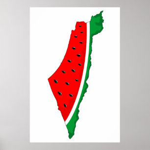Palestina Karta Watermelon frihetssymbol Poster