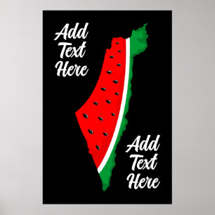 Palestina Karta Watermelon frihetssymbol Poster