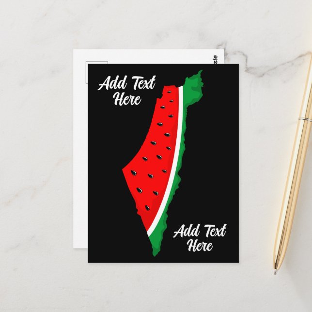 Palestina Karta Watermelon frihetssymbol Vykort (Fram/Back In Situ)