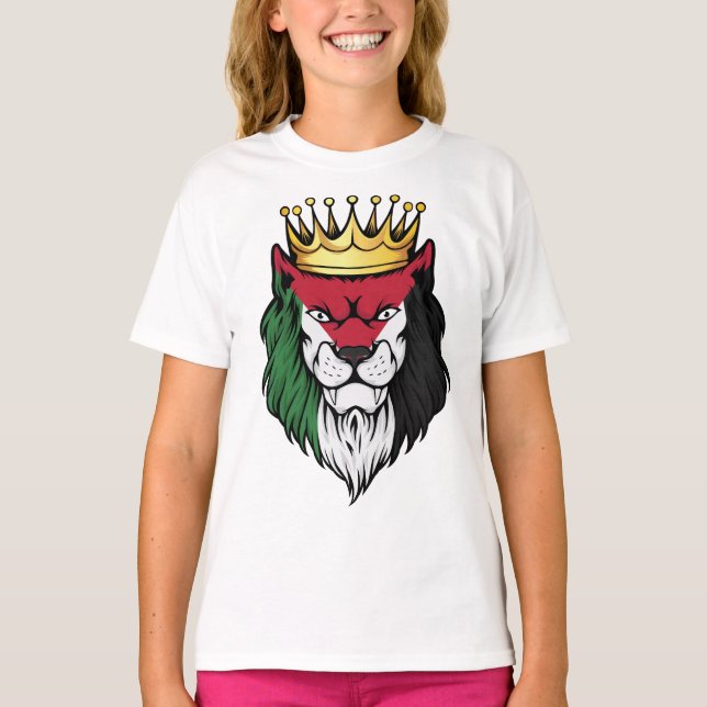 Palestina Lejona Kung Flagga T Shirt (Framsida)