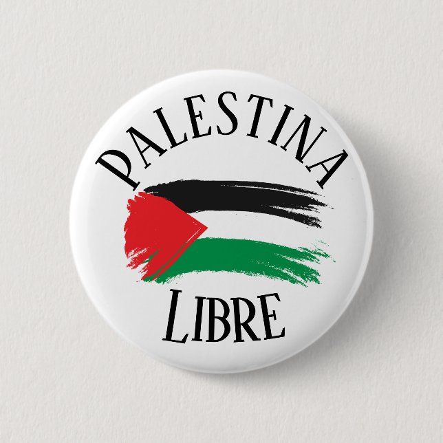 Palestina Libre Free Palestine Español Button Pin Knapp (Framsida)