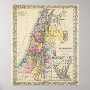 Palestina med Arabien Petraea Poster