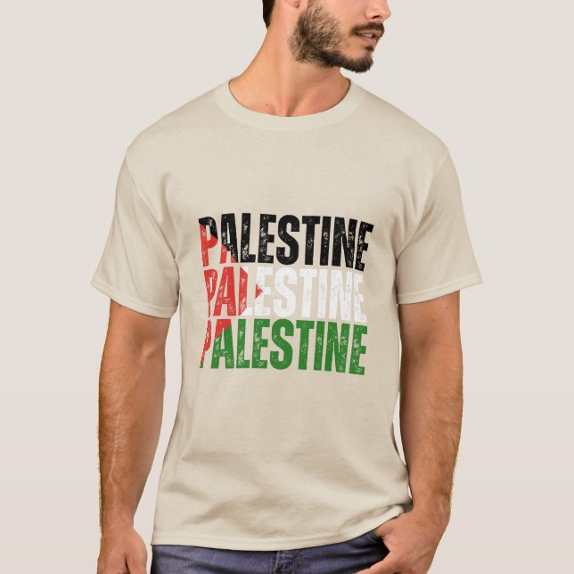 Palestina Namn med Palestina Flagga T Shirt (Framsida)