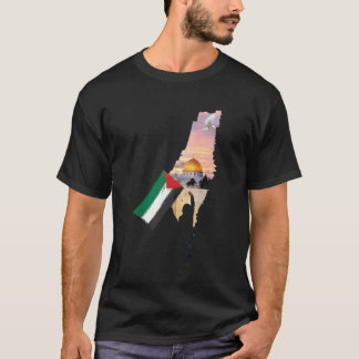 Palestina och Flagga palestinier Karta Jerusalems  T Shirt