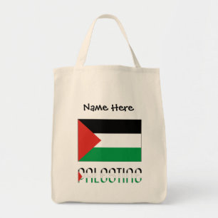 Palestina och Palestina Flagga med ditt namn Tygkasse
