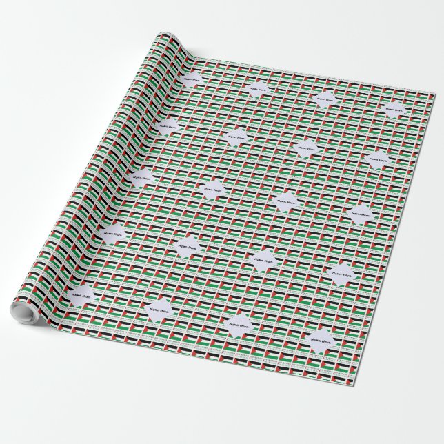 Palestina och Palestina Flagga Tiland med ditt nam Presentpapper (Utrullad)