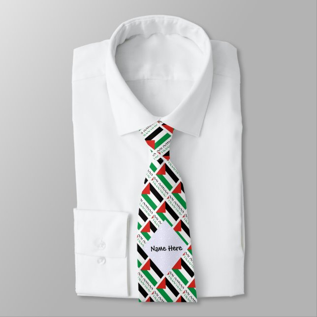 Palestina och Palestina Flagga Tiland med ditt nam Slips (Bunden)