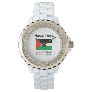 Palestina och Palestinska flaggan med ditt namn Armbandsur