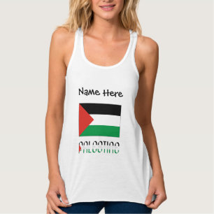 Palestina och Palestinska flaggan med ditt namn Linne Med Racerback