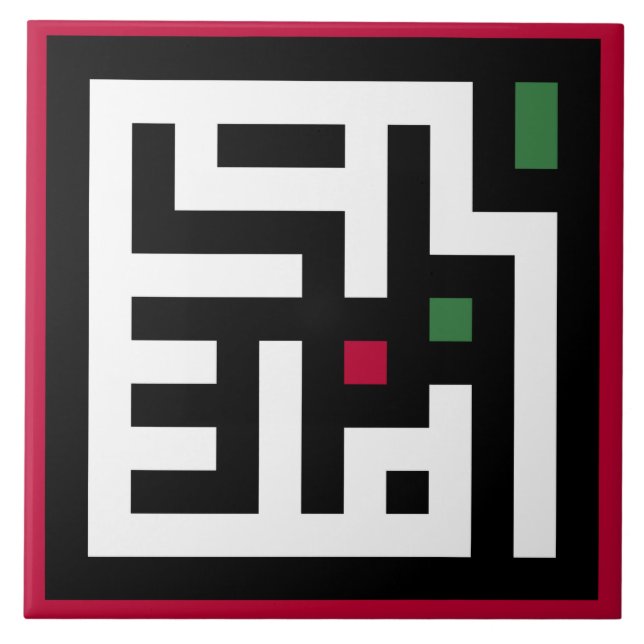 Palestina ord i arabiska Wordart-ord flagga Kakelplatta (Framsidan)