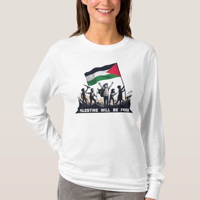 Palestina, Palestina, Palestina flagga T Shirt (Framsida)
