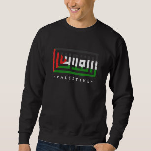 Palestina Palestinska Flagga Arabisk Kalligrafi Gr Lång Ärmad Tröja