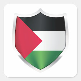 Palestina Silver Shield Flagga Fyrkantigt Klistermärke