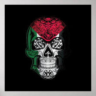 Palestina Skull och Ro Flagga Poster