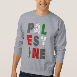 PALESTINA Solidaritets-tröja – Kraftig distressed Lång Ärmad Tröja