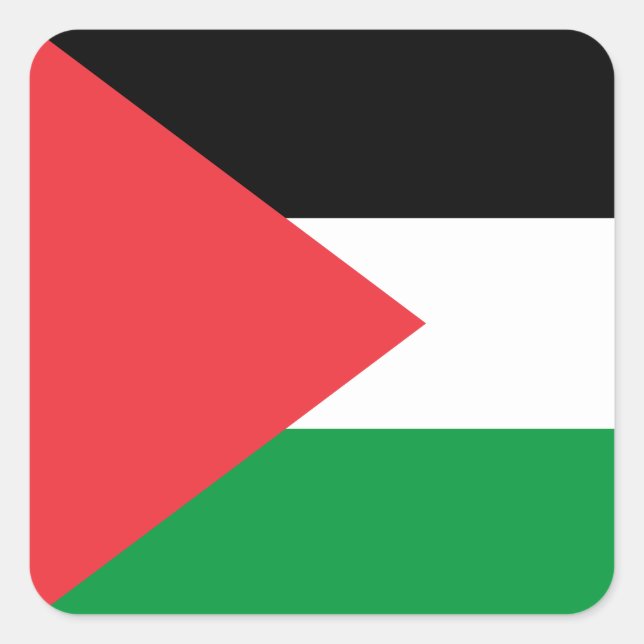 Palestina statlig flagga fyrkantigt klistermärke (Framsida)
