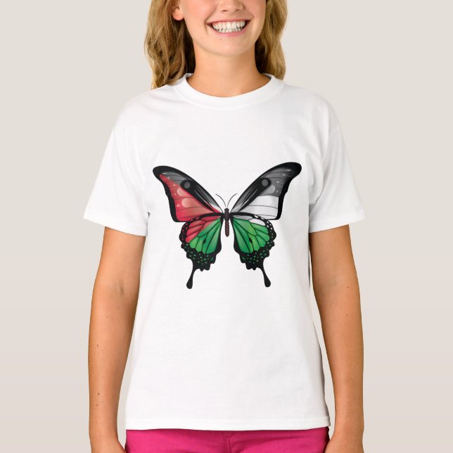 Palestina Swallowtail Butterfly Flagga T Shirt (Framsida)