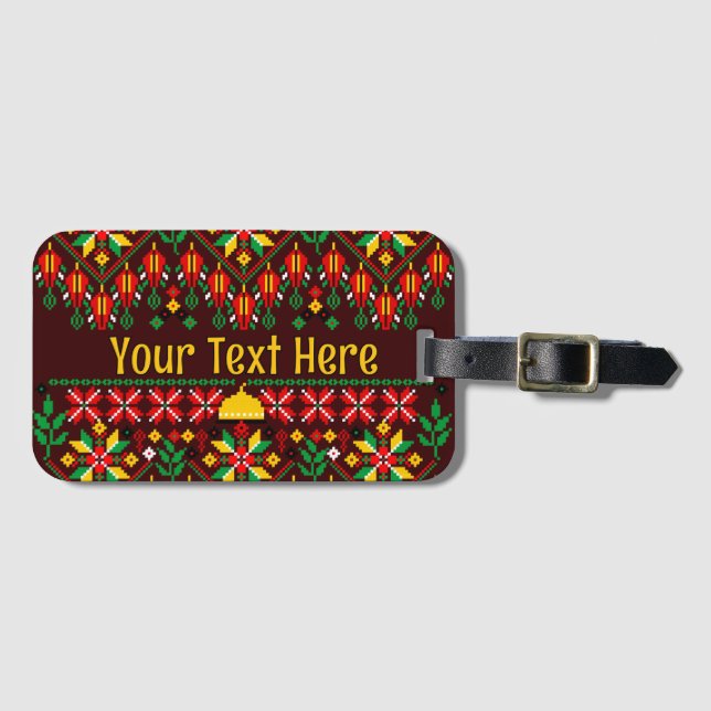 Palestina Tatreez Traditional Embrodery Bagagebricka (Framsida horisontal)