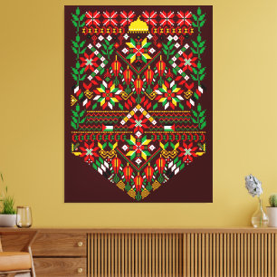 Palestina Tatreez Traditional Embrodery Canvastryck