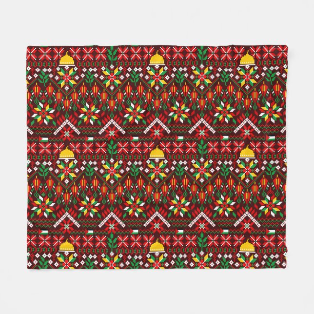 Palestina Tatreez Traditional Embrodery Fleecefilt (Framsidan (Horisontell))