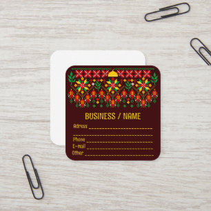 Palestina Tatreez Traditional Embrodery Fyrkantigt Visitkort