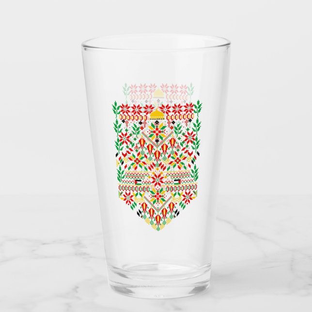 Palestina Tatreez Traditional Embrodery Glaskopp (Framsida)