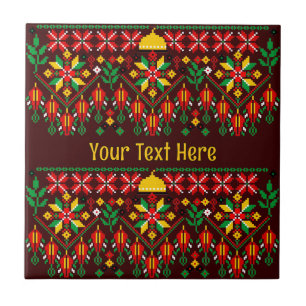 Palestina Tatreez Traditional Embrodery Kakelplatta