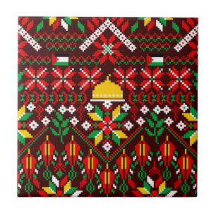 Palestina Tatreez Traditional Embrodery Kakelplatta